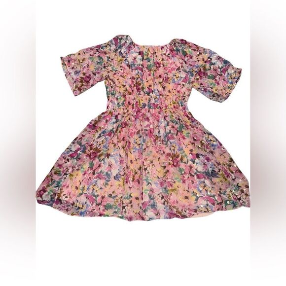 Shoshanna Dresses & Skirts - SHOSHANNA MIDNIGHT floral colorful silk Taura ruched sheer mini dress sz 12